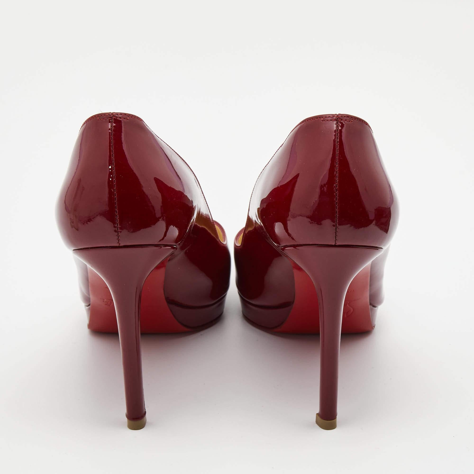 Christian Louboutin Burgundy Patent Leather Pigalle Plato Pumps Size 37.5 2