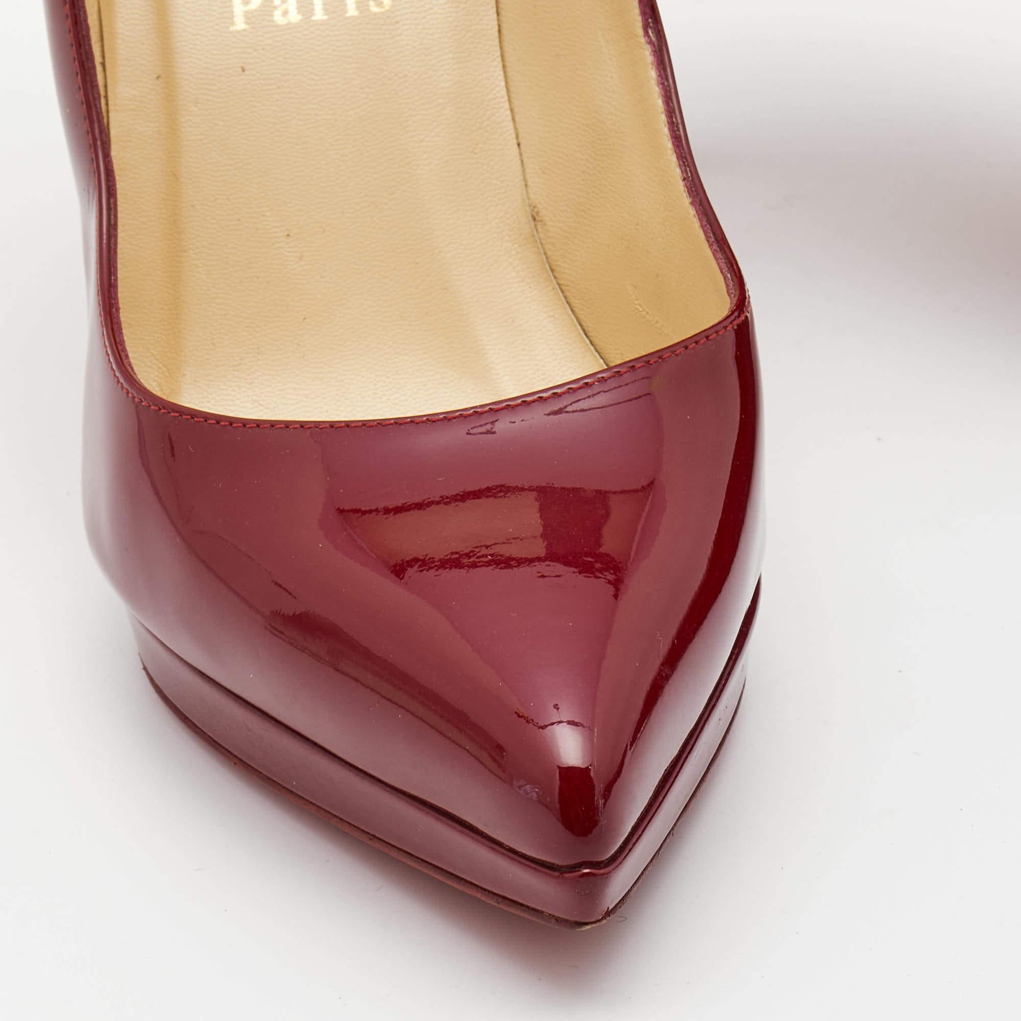 Christian Louboutin Burgundy Patent Leather Pigalle Plato Pumps Size 37.5 3