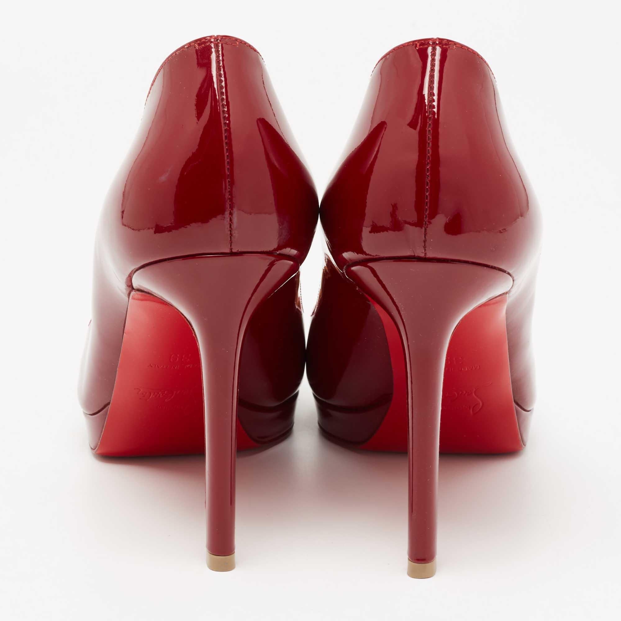 Christian Louboutin Burgundy Patent Leather Pigalle Plato Pumps Size 39 3