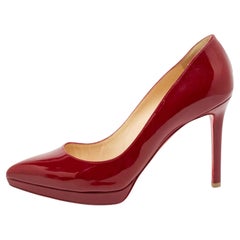 Christian Louboutin Burgundy Patent Leather Pigalle Plato Pumps Size 39
