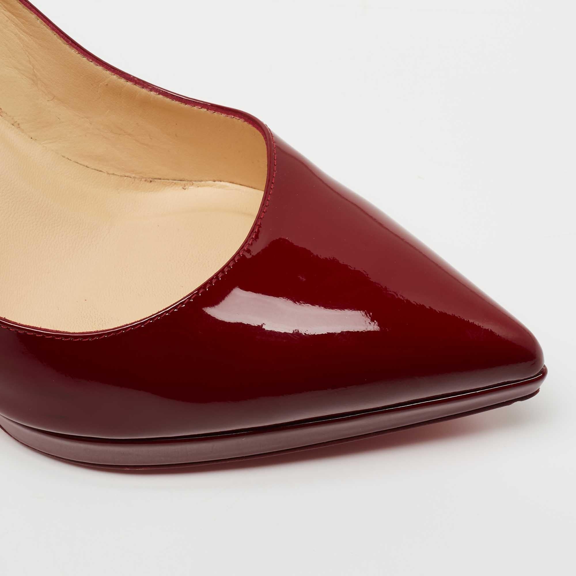 Christian Louboutin Burgundy Patent Leather Pigalle Plato Pumps Size 40.5 2