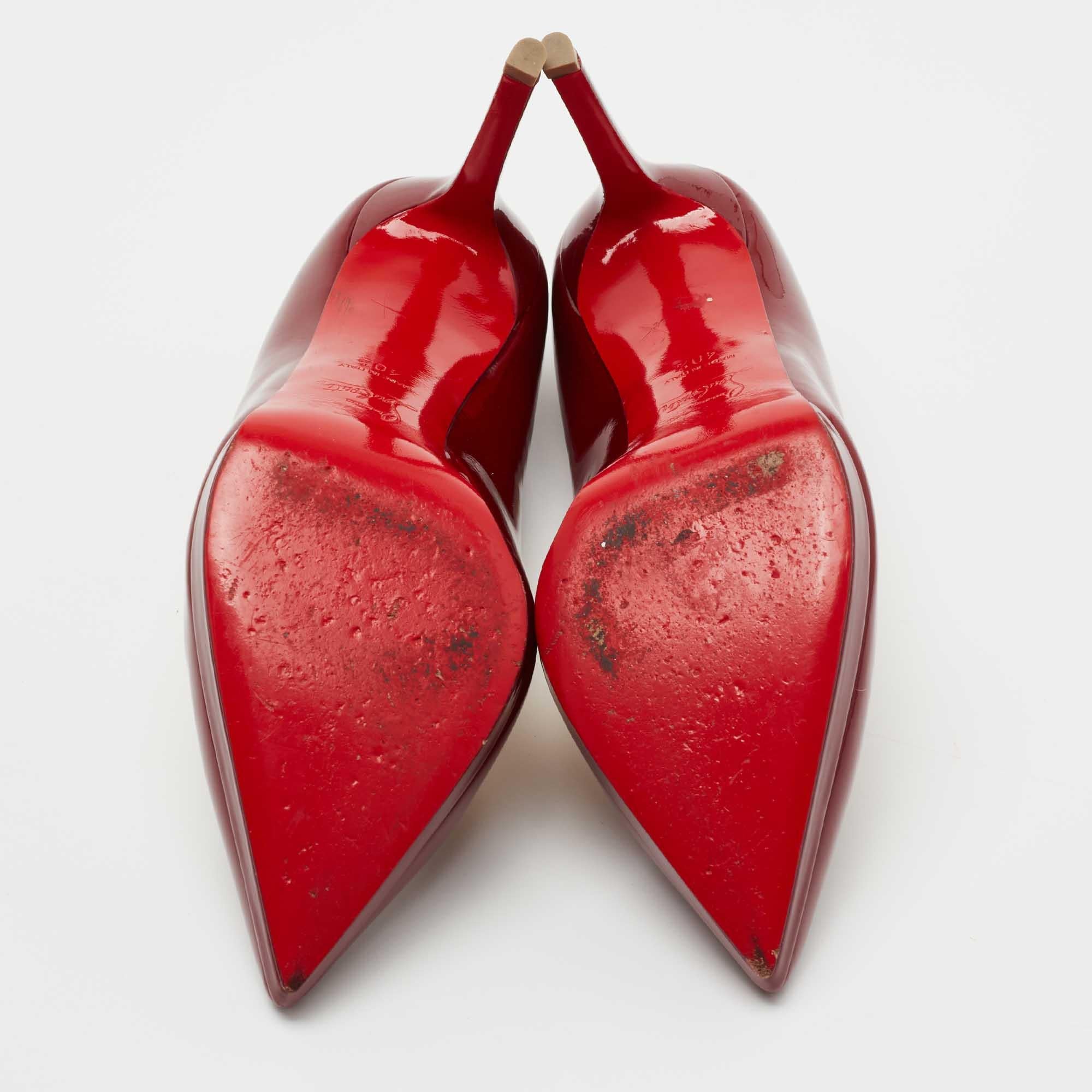 Christian Louboutin Burgundy Patent Leather Pigalle Plato Pumps Size 40.5 4