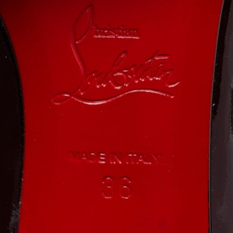 Christian Louboutin Bombas Pigalle en punta de charol burdeos talla 36 en venta 4