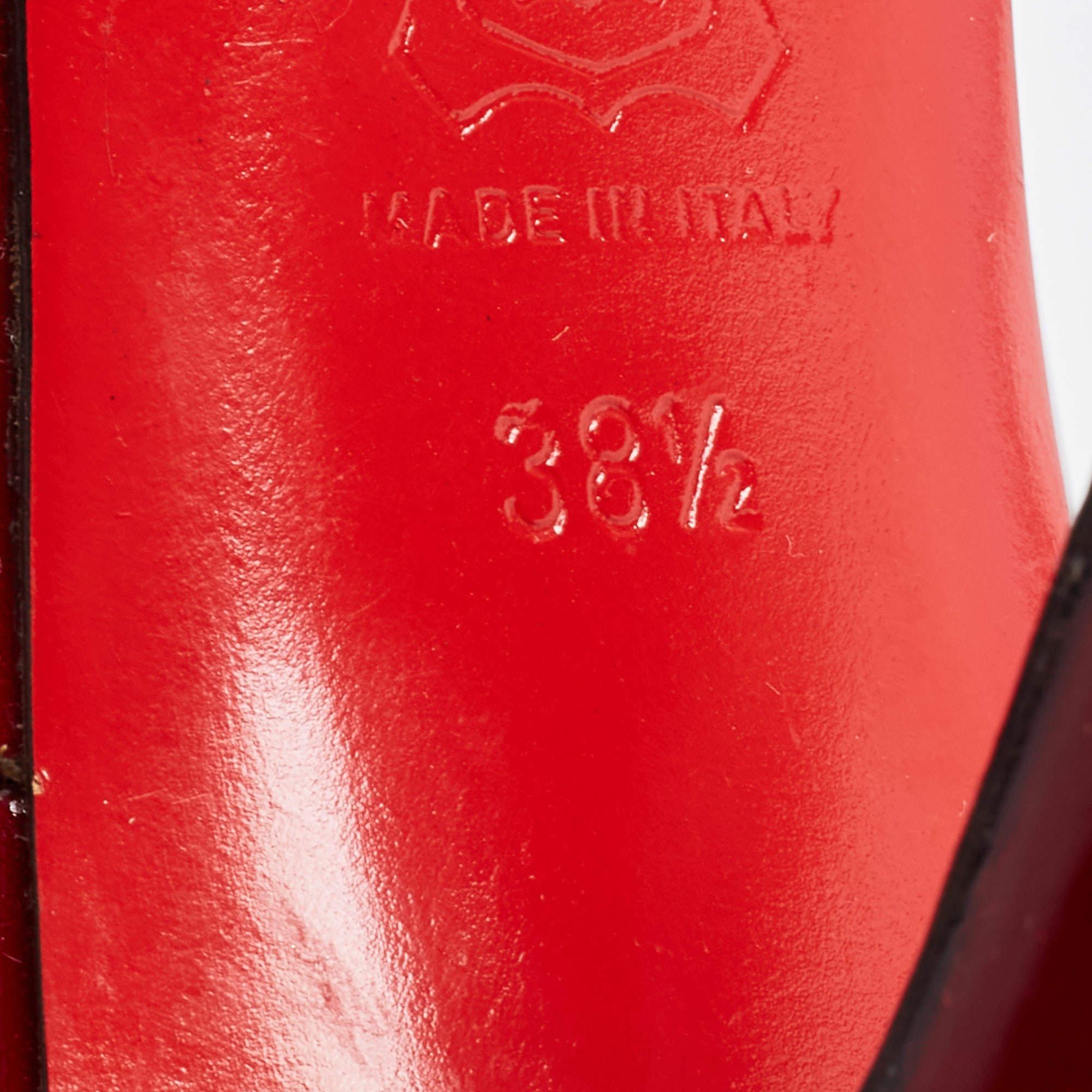 Women's Christian Louboutin Burgundy Patent Leather Rolando Platform Pumps Size 38.5