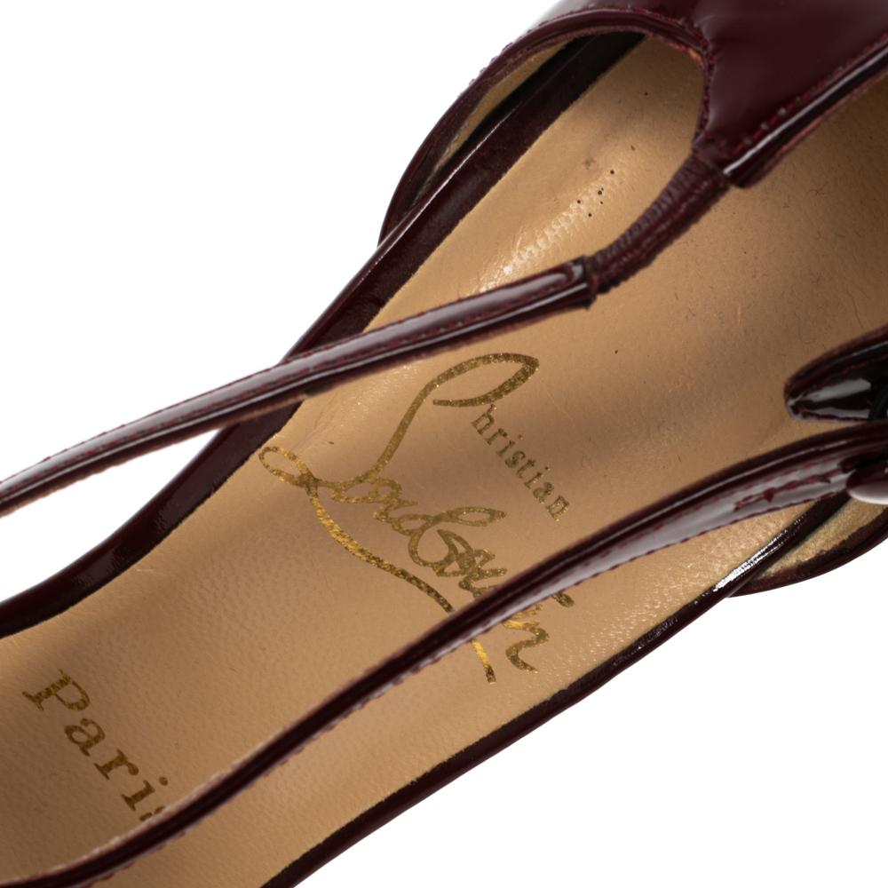 Brown Christian Louboutin Burgundy Patent Leather Vita Dita Mary Jane Pumps Size 40