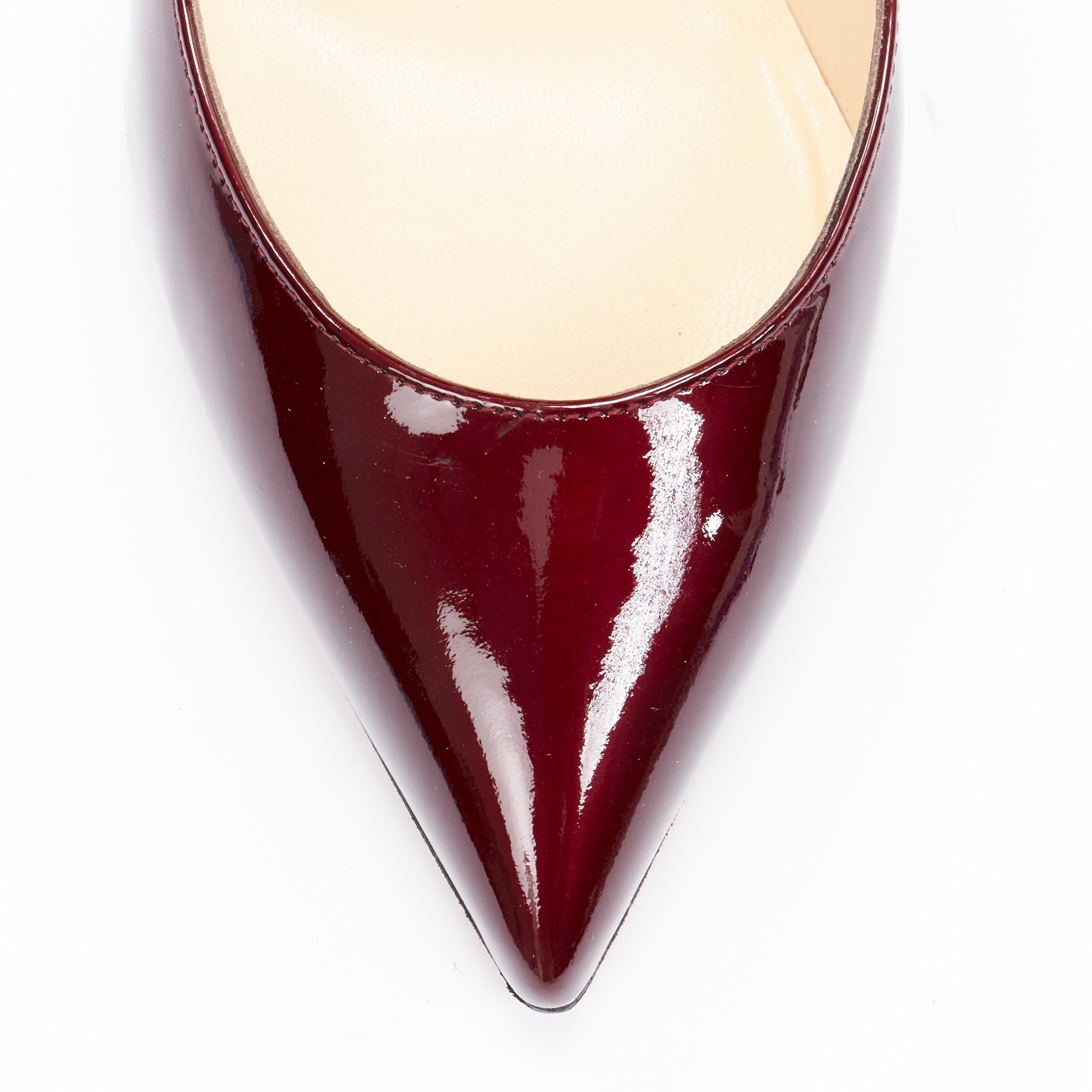 CHRISTIAN LOUBOUTIN burgundy red patent leather 85mm pigalle pumps EU37 In Excellent Condition In Hong Kong, NT
