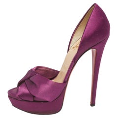 Used Christian Louboutin Burgundy Satin Volpi D'orsay Pumps Size 37