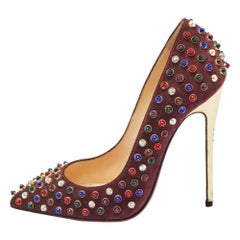 Christian Louboutin Burgundy Suede Follies Cabo Pumps Size 37