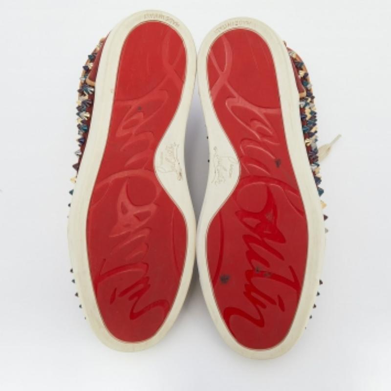 Christian Louboutin Burgundy Suede Louis Spikes High Top Sneakers Size 37.5 en vente 2