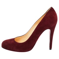 Christian Louboutin Burgunderfarbene Ron Pumps aus Wildleder Größe 40,5