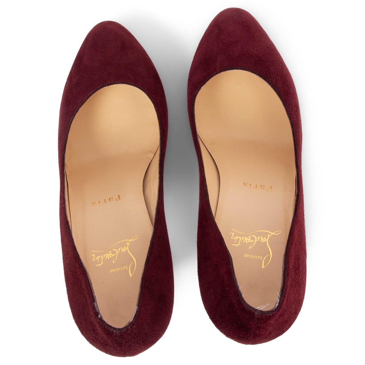 CHRISTIAN LOUBOUTIN burgundy suede SIMPLE 100 Pumps Shoes 38.5 For Sale 1
