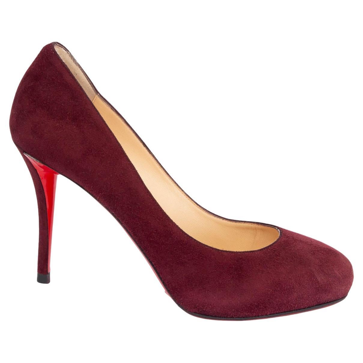 CHRISTIAN LOUBOUTIN burgundy suede SIMPLE 100 Pumps Shoes 38.5 For Sale