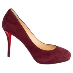 CHRISTIAN LOUBOUTIN burgundy suede SIMPLE 100 Pumps Shoes 38.5