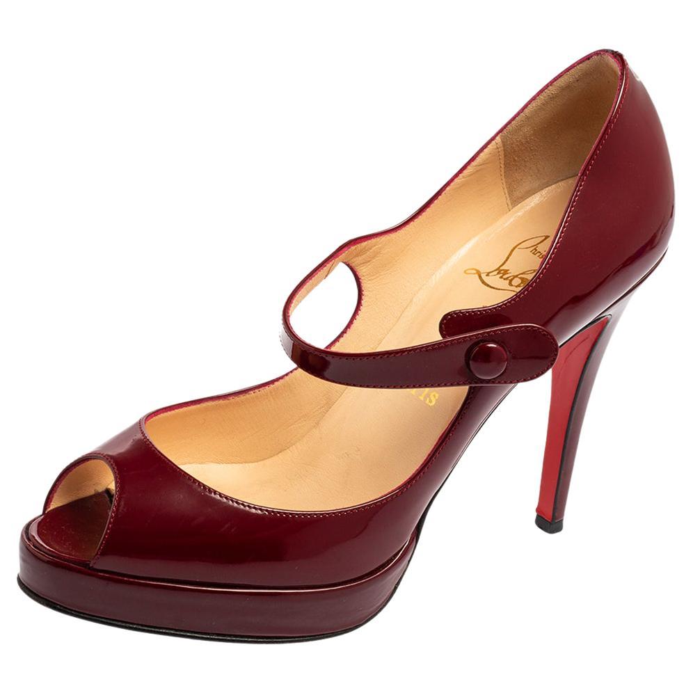 Christian Louboutin Burgundy Zeppa Peep 