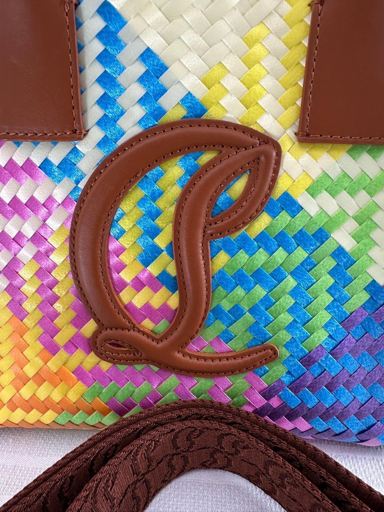 Christian Louboutin By My Side Mehrfarbige gewebte Cross Body Mini Leder Tasche im Angebot 9