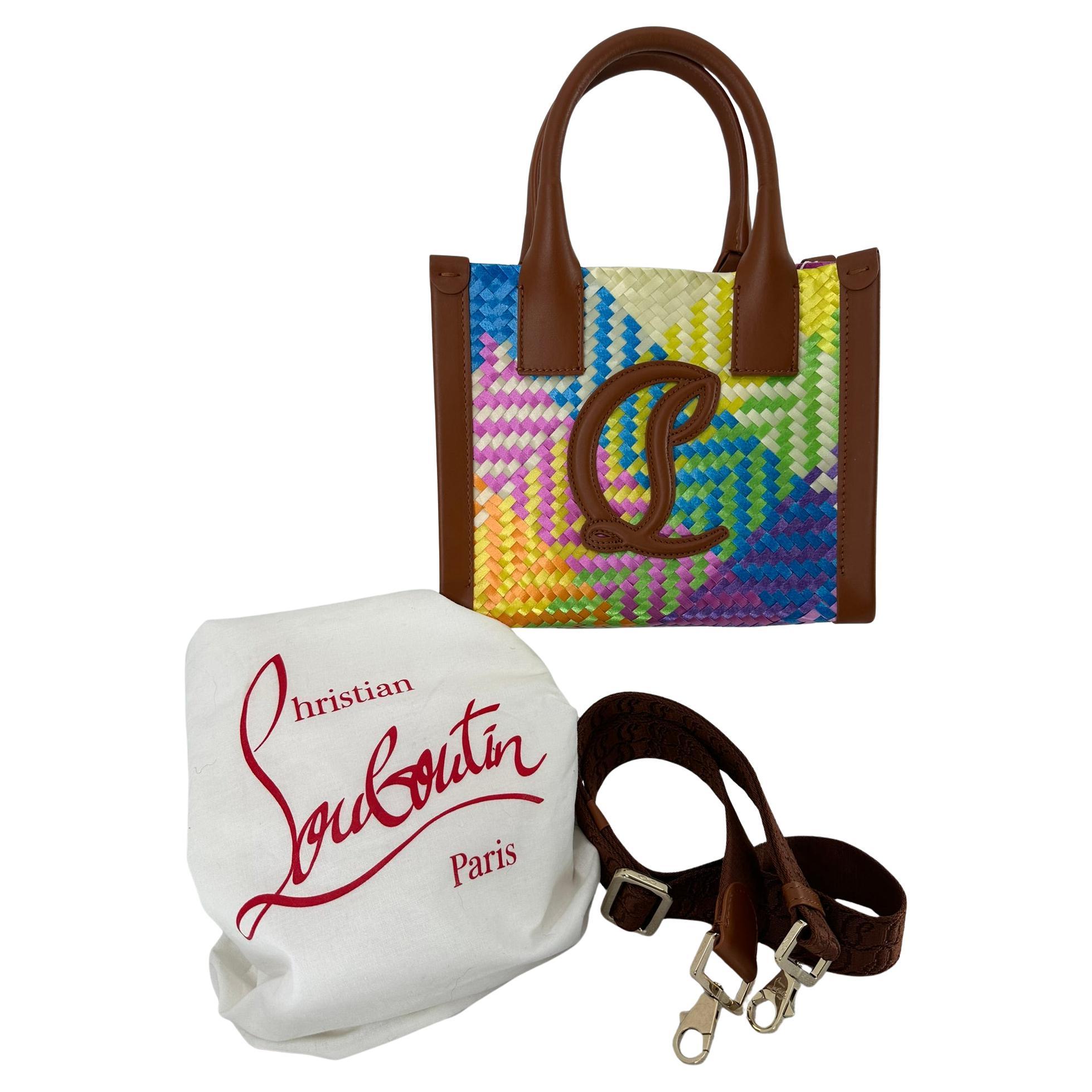 Christian Louboutin By My Side Mehrfarbige gewebte Cross Body Mini Leder Tasche im Angebot