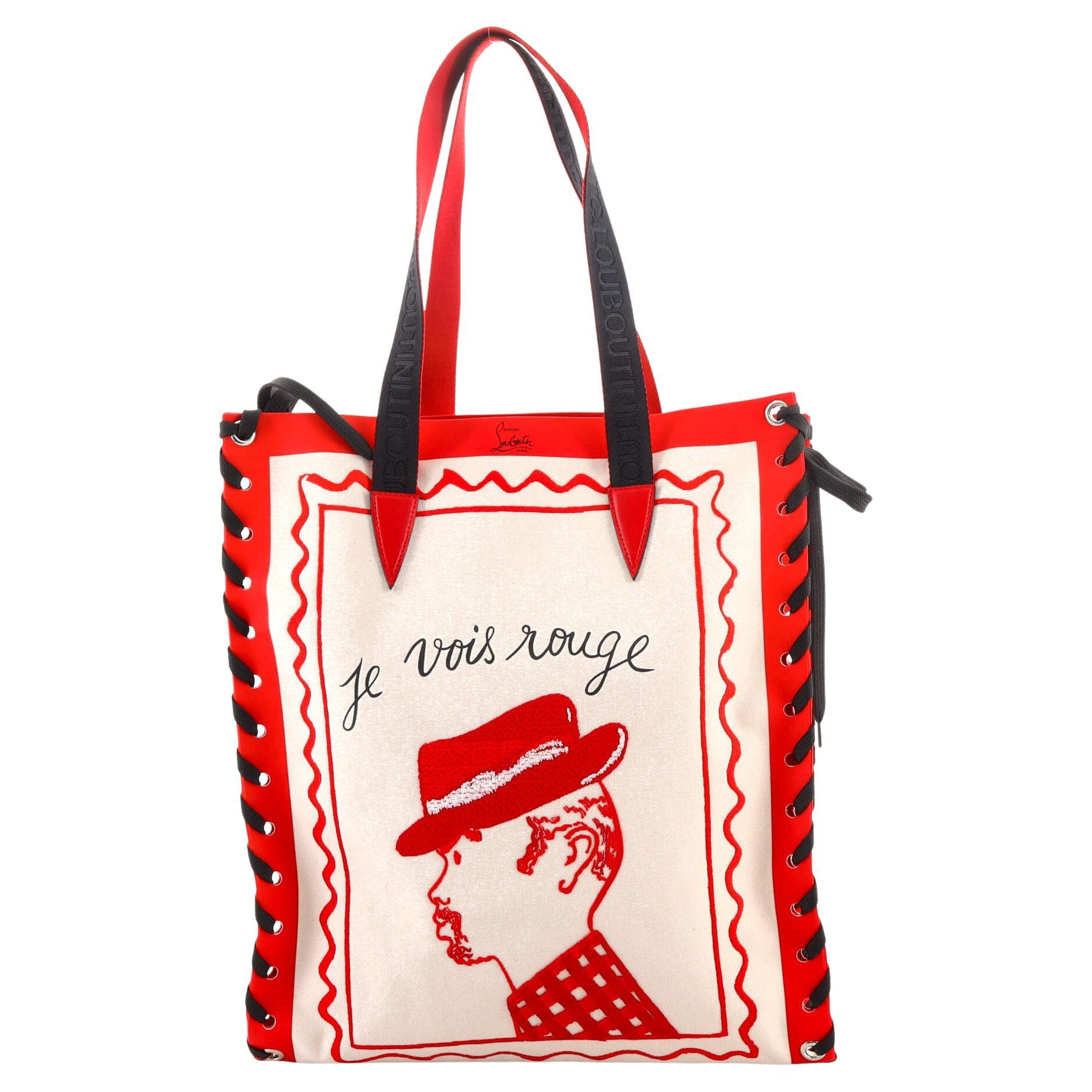 Christian Louboutin Cabalace Tote Printed Canvas with Leather