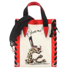 Christian Louboutin Cabalace-Tasche aus bedrucktem Segeltuch mit Leder Mini