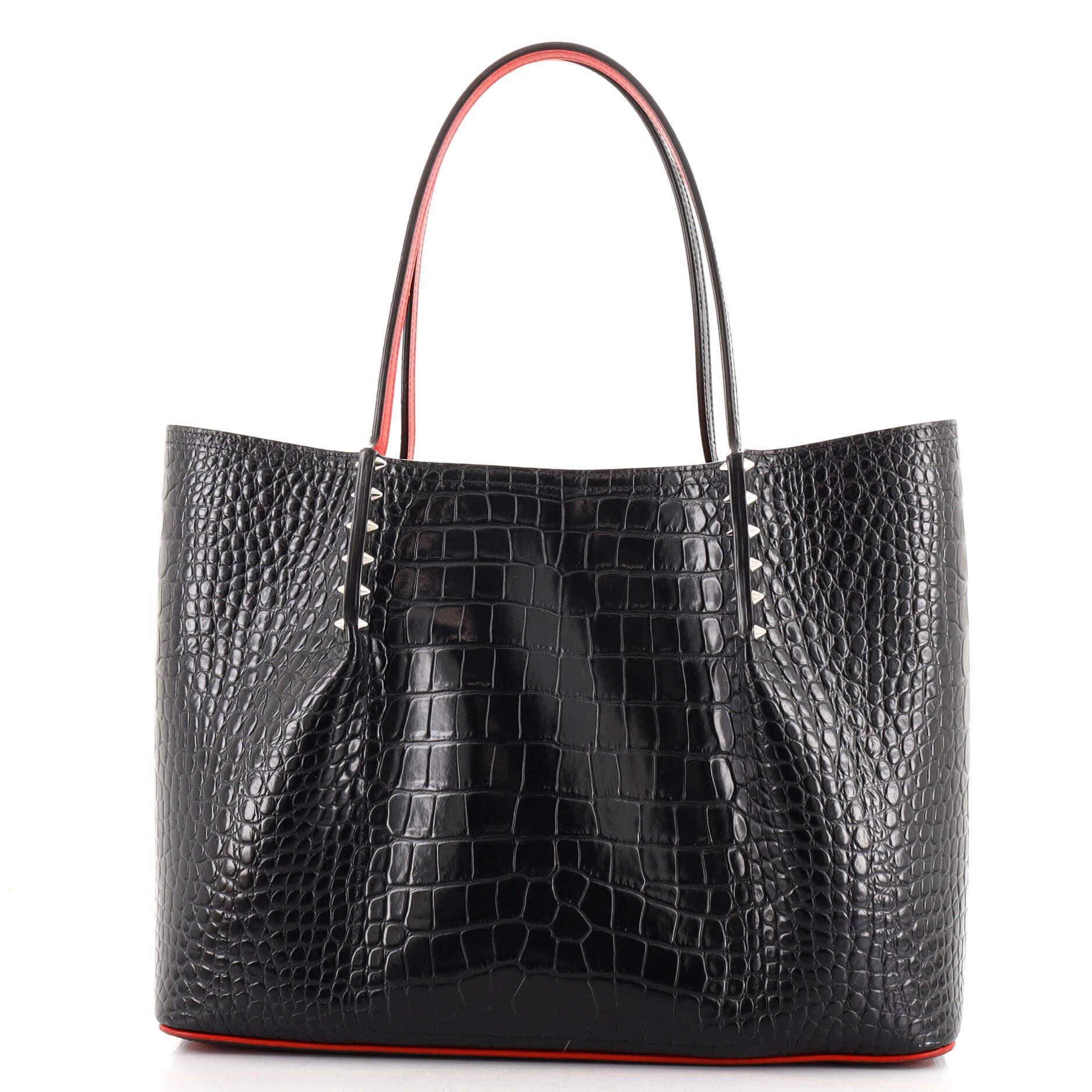 Christian Louboutin Cabarock Tote Crocodile Embossed Leather Large In Good Condition In NY, NY