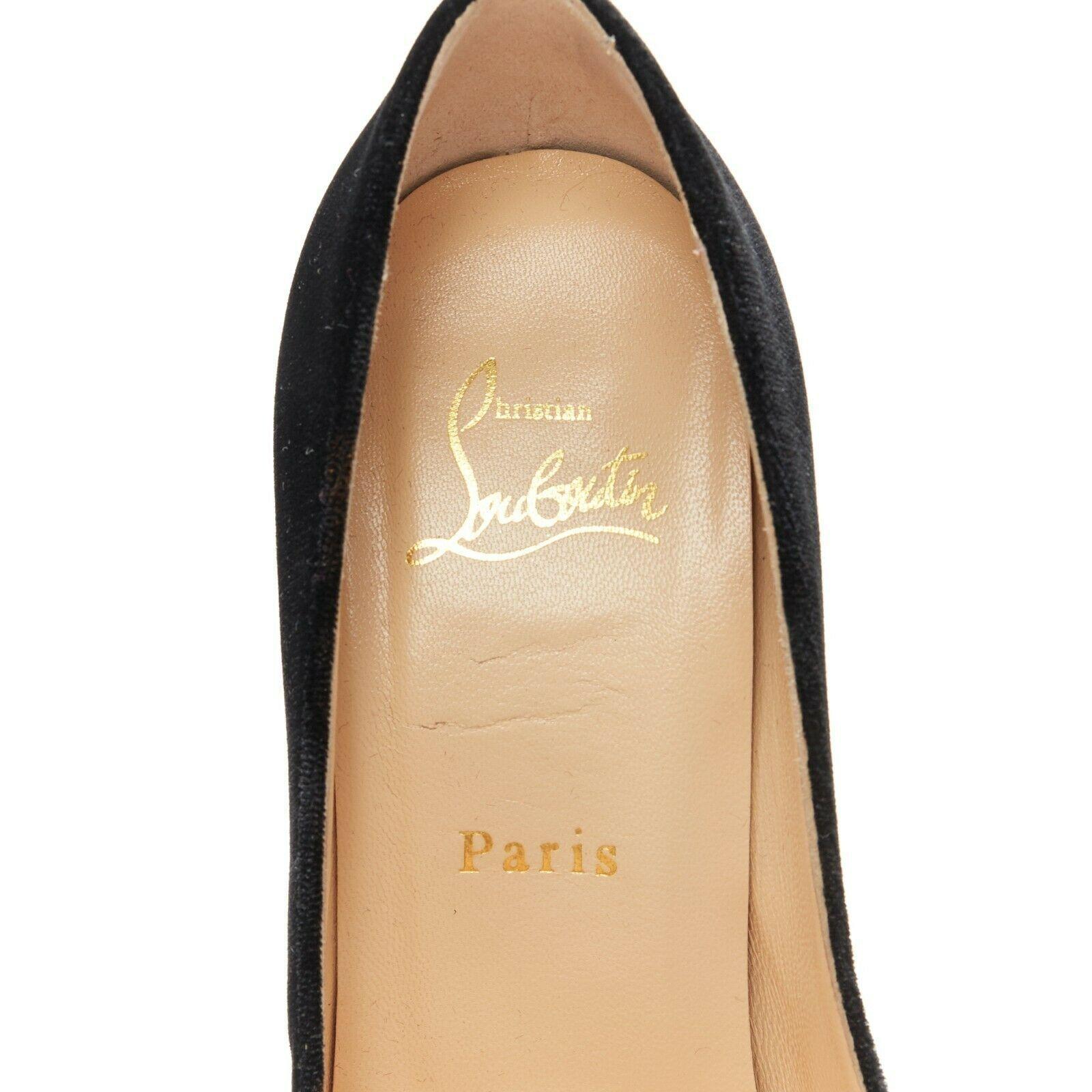 CHRISTIAN LOUBOUTIN Cadrilla Corazon black velvet heart embroidered heel EU37 2