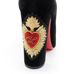 CHRISTIAN LOUBOUTIN Cadrilla Corazon black velvet heart embroidered heel EU37