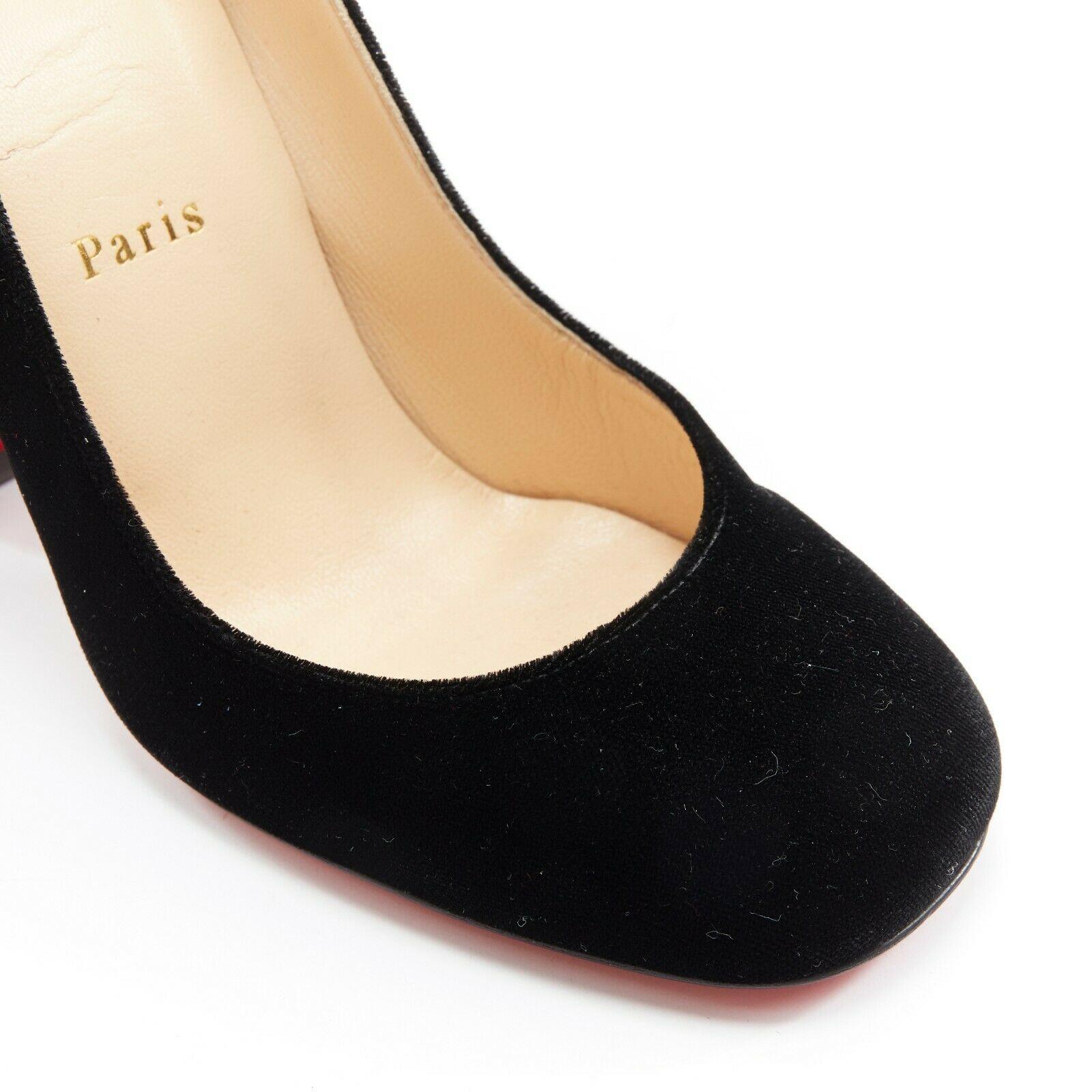 CHRISTIAN LOUBOUTIN Cadrilla Corazon black velvet heart embroidered heel EU37 1