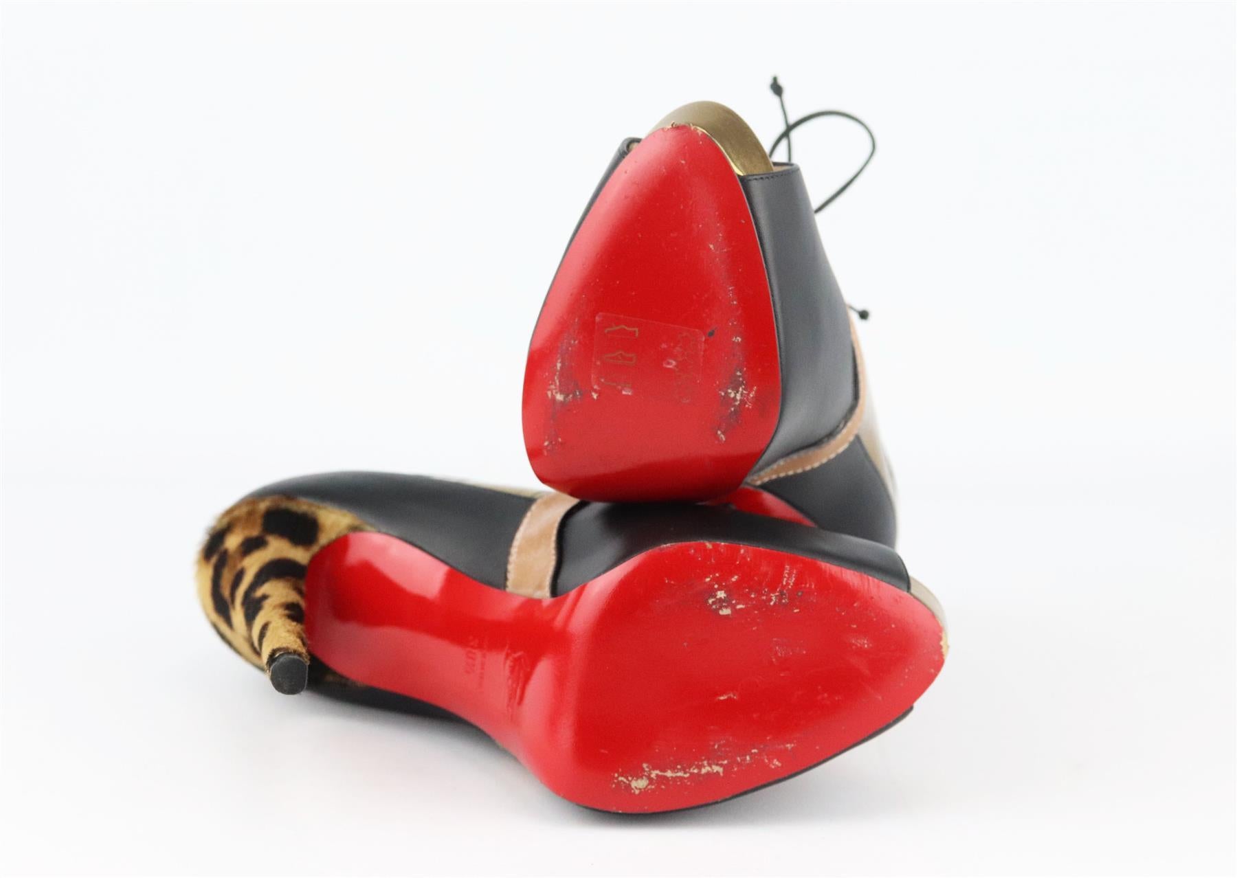 Women's Christian Louboutin Calf Hair & Leather Platform Pumps
