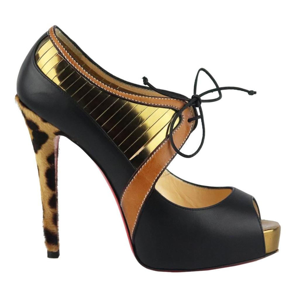 Christian Louboutin Calf Hair & Leather Platform Pumps
