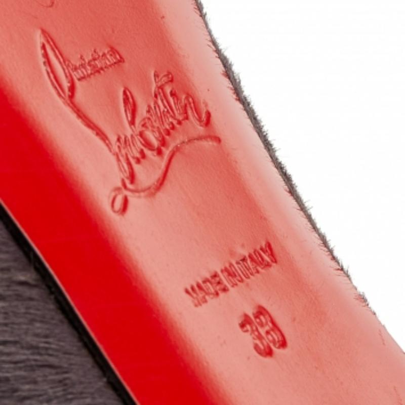 Black Christian Louboutin Calf Hair & Suede Spiked Malabar Hill Ballet Flats Size 38 For Sale