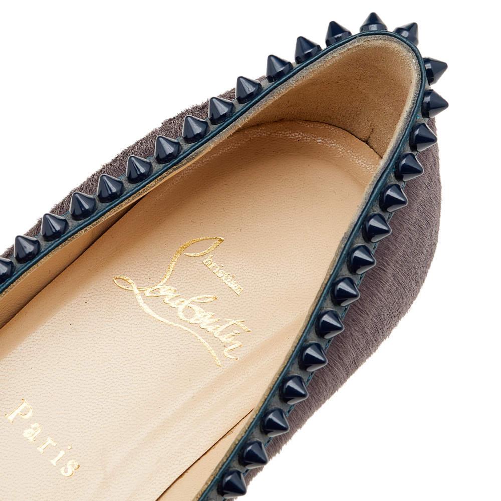 Christian Louboutin Calf Hair & Suede Spiked Malabar Hill Ballet Flats Size 38 2
