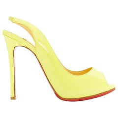 CHRISTIAN LOUBOUTIN canary yellow patent peep toe slingback heel pump EU37.5
