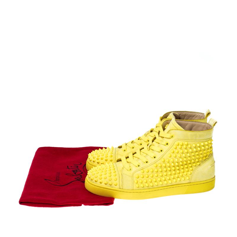 Christian Louboutin Canary Yellow Suede Louis Spike High Top Sneakers Size 42 1