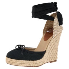 Christian Louboutin Carino Plato Espadrille-Sandalen aus Segeltuch und gewebtem Jute, Größe35