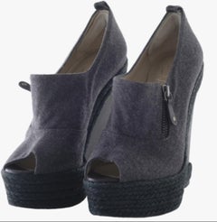 Christian Louboutin canvas wedge espadrille sandals - '10s