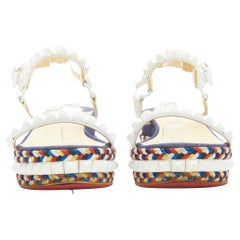 CHRISTIAN LOUBOUTIN Cataclou blue denim studded braided platform wedge EU38