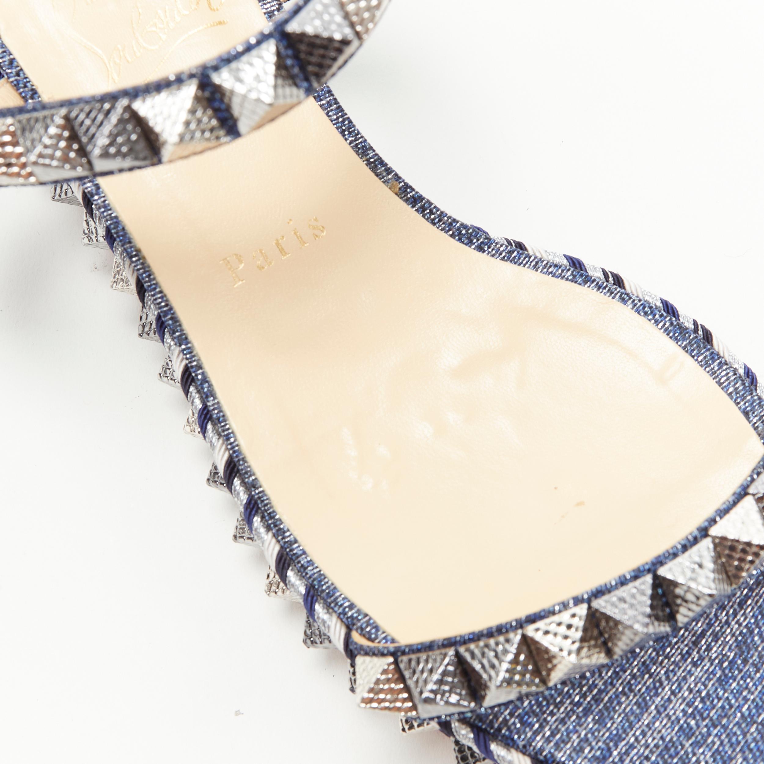 CHRISTIAN LOUBOUTIN Sandalias de plataforma con tachuelas bordadas en denim Cataclou EU39 5