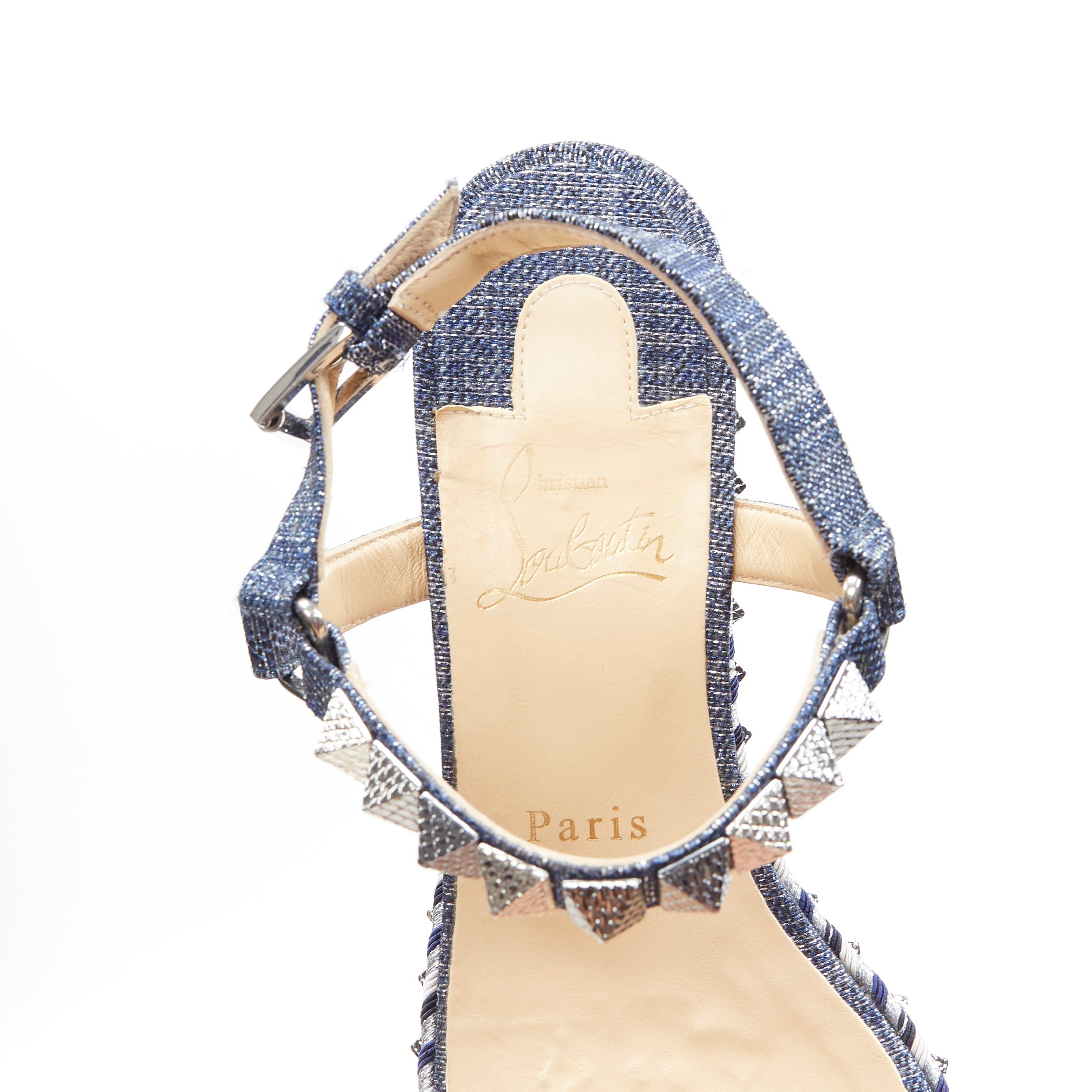 CHRISTIAN LOUBOUTIN Sandalias de plataforma con tachuelas bordadas en denim Cataclou EU39 6
