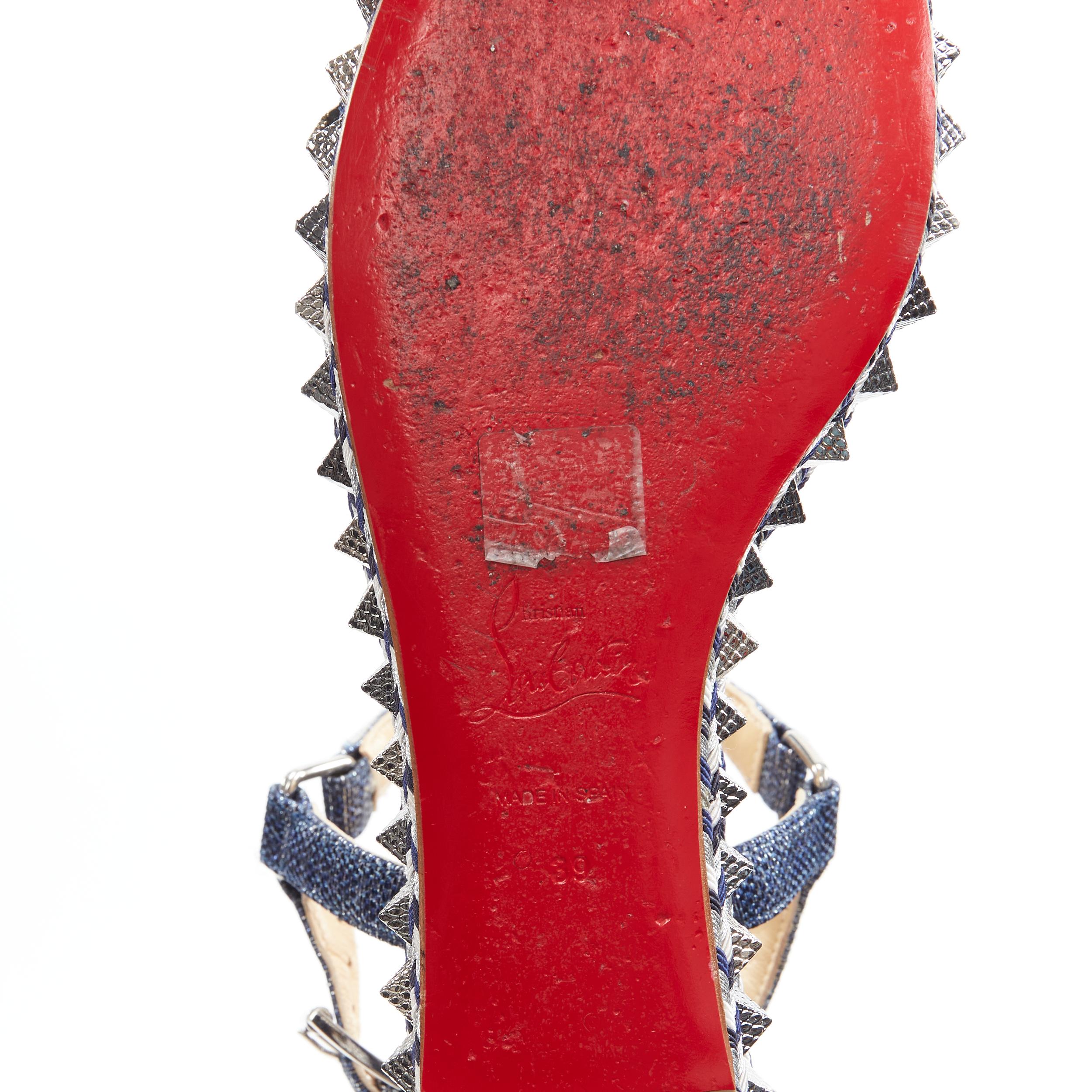 CHRISTIAN LOUBOUTIN Sandalias de plataforma con tachuelas bordadas en denim Cataclou EU39 7