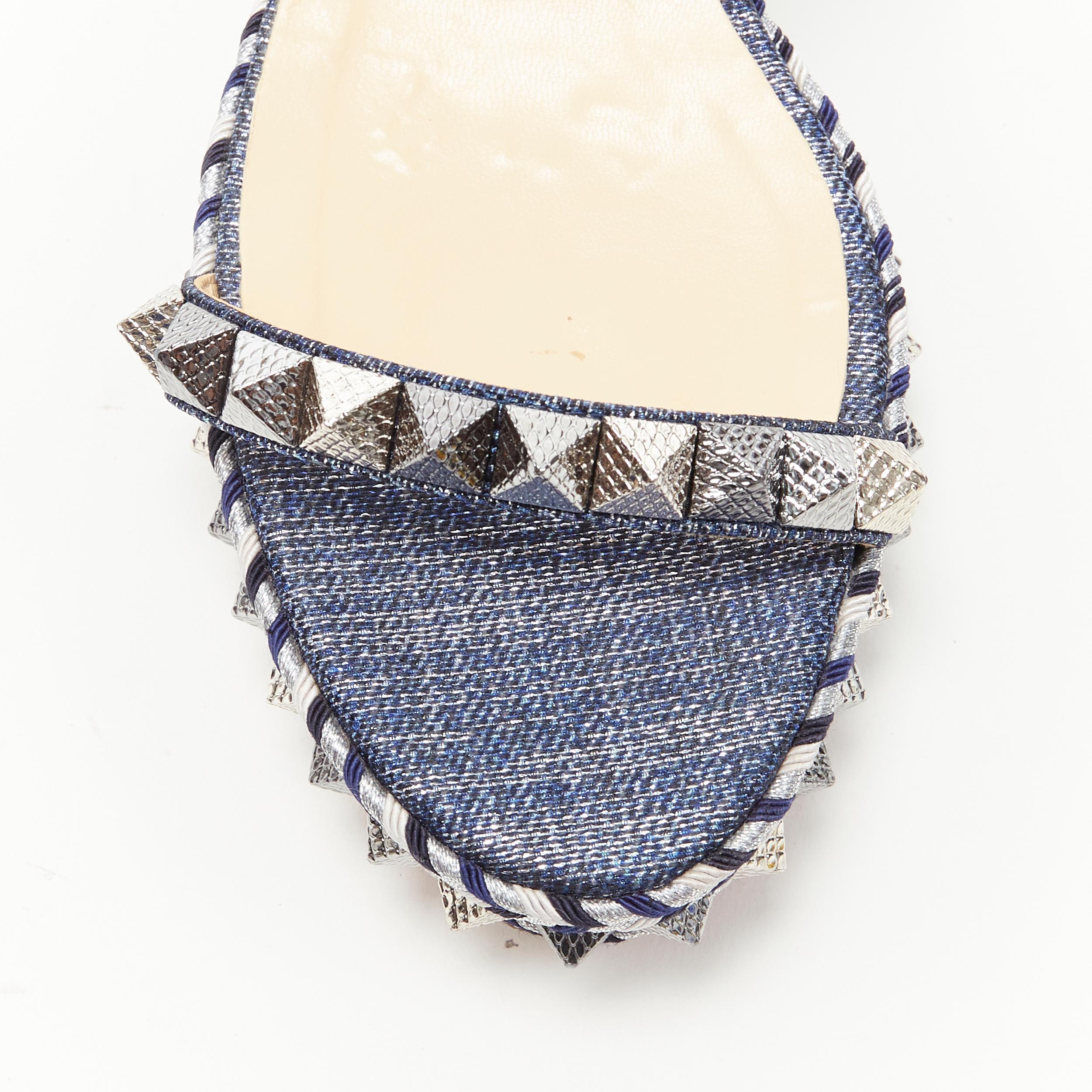 CHRISTIAN LOUBOUTIN Sandalias de plataforma con tachuelas bordadas en denim Cataclou EU39 2