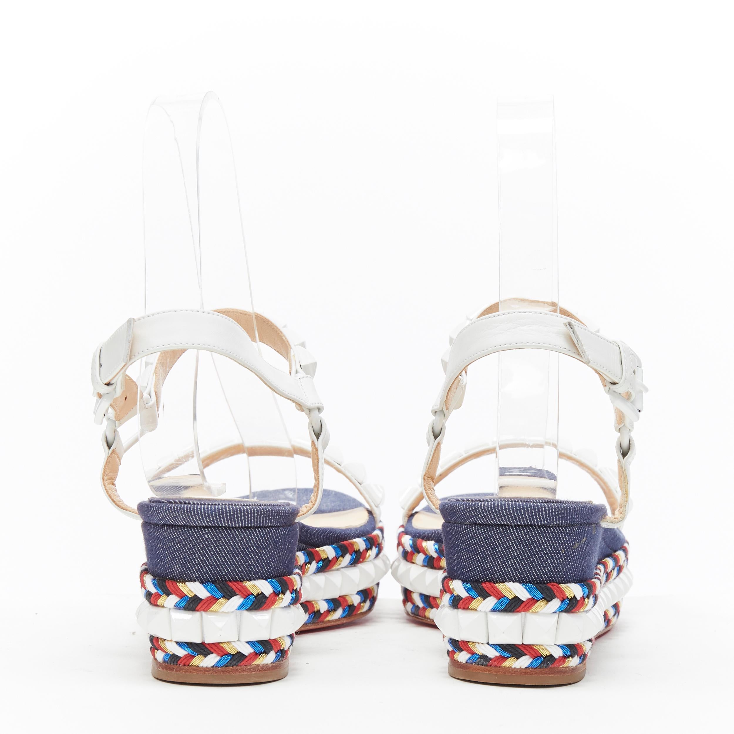 CHRISTIAN LOUBOUTIN Cataclou embroidery denim studded espadrille sandals EU39 In Excellent Condition In Hong Kong, NT
