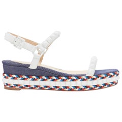 CHRISTIAN LOUBOUTIN Cataclou embroidery denim studded espadrille sandals EU39