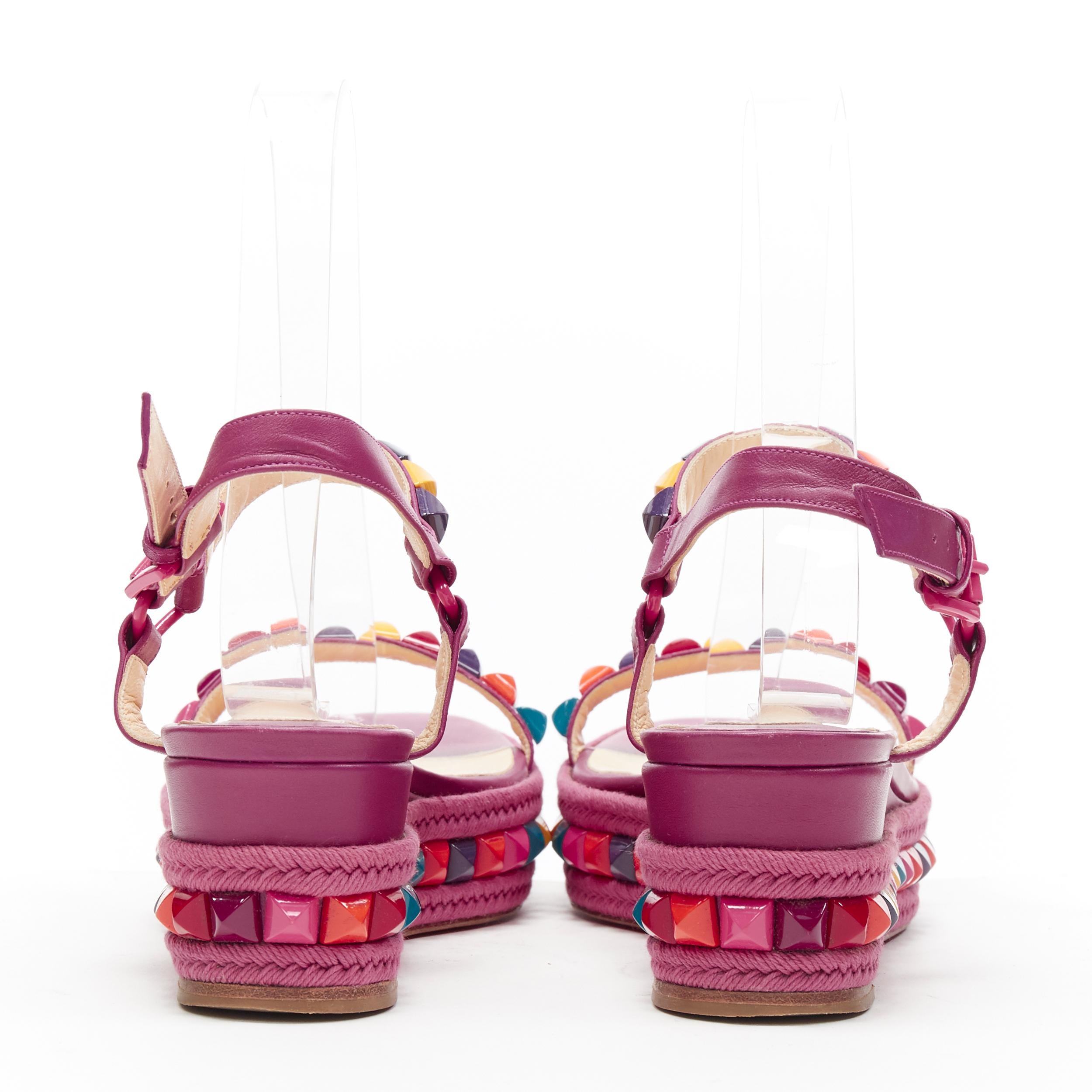 CHRISTIAN LOUBOUTIN Cataclou purple embroidery studded espadrille sandals EU39 In Excellent Condition In Hong Kong, NT