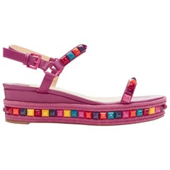 CHRISTIAN LOUBOUTIN Cataclou purple embroidery studded espadrille sandals EU39