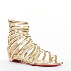 CHRISTIAN LOUBOUTIN Catchetta Flat Specchio toe ring gladiator sandals EU37.5