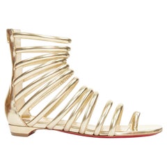 CHRISTIAN LOUBOUTIN Catchetta Flat Specchio toe ring gladiator sandals EU37.5