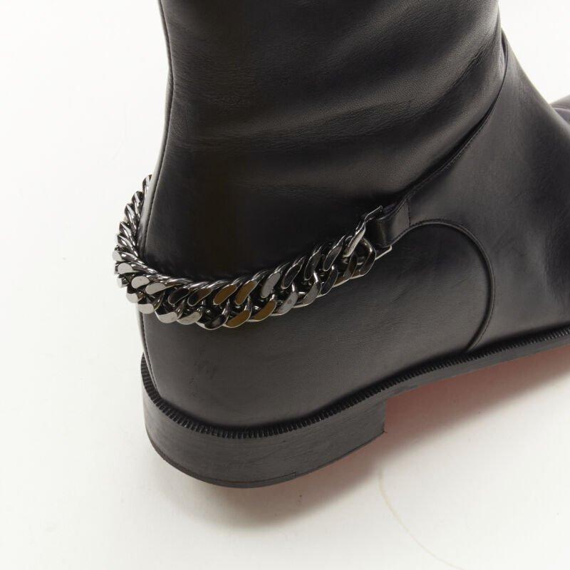 CHRISTIAN LOUBOUTIN Cate botas altas de piel negra con cuña oculta y cadena EU38.5
Referencia: KNLM/A00242
Marca: Christian Louboutin
Model No: Cate
Material: Piel de becerro
Color: Negro, Plata
Patrón: Sólido
Cierre: Pull On
Forro:  Piel
Detalles