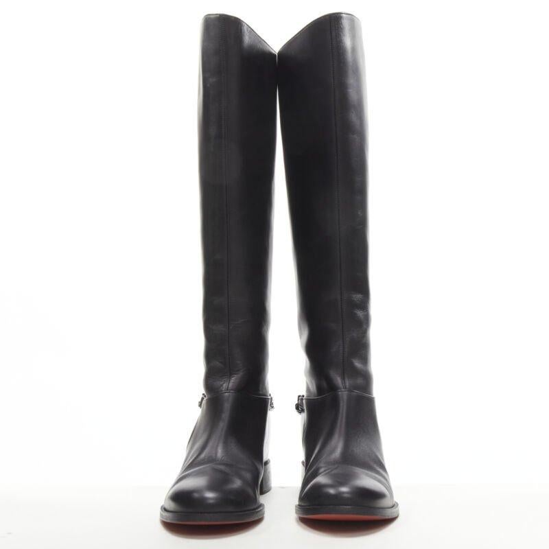 CHRISTIAN LOUBOUTIN Cate botas altas de piel negra con cuña oculta y cadena EU38.5 en Bueno estado para la venta en Hong Kong, NT