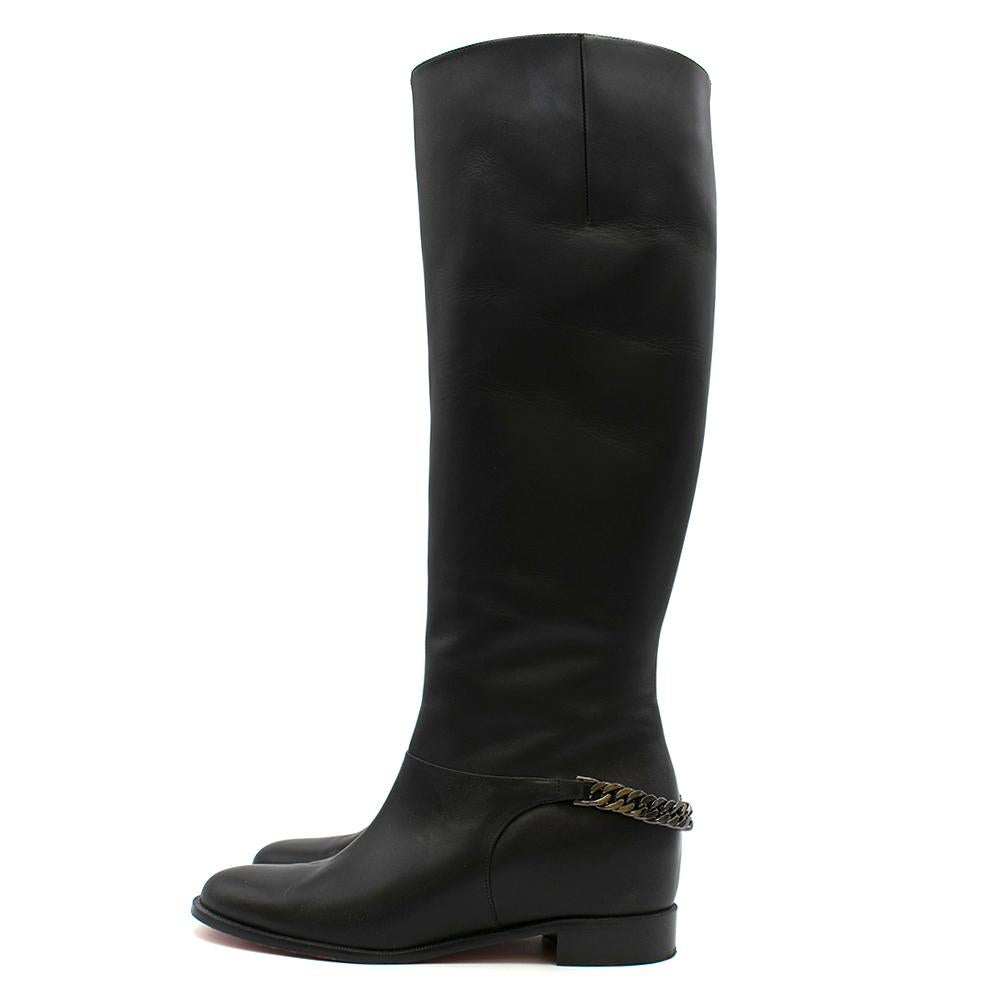 Christian Louboutin Cate chain-trimmed leather riding boots 39.5 at ...