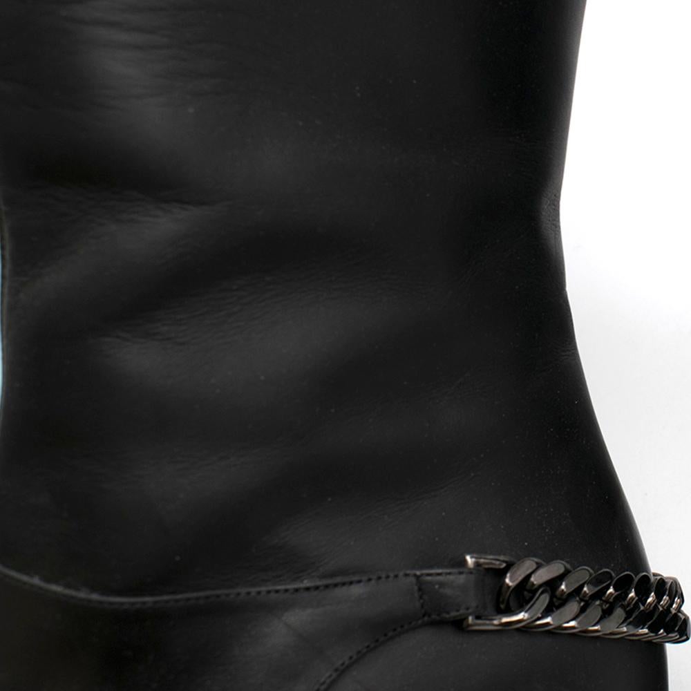 Black Christian Louboutin Cate chain-trimmed leather riding boots 39.5