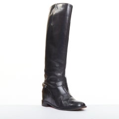 CHRISTIAN LOUBOUTIN Cate leather chain concealed wedge riding boots EU37.5